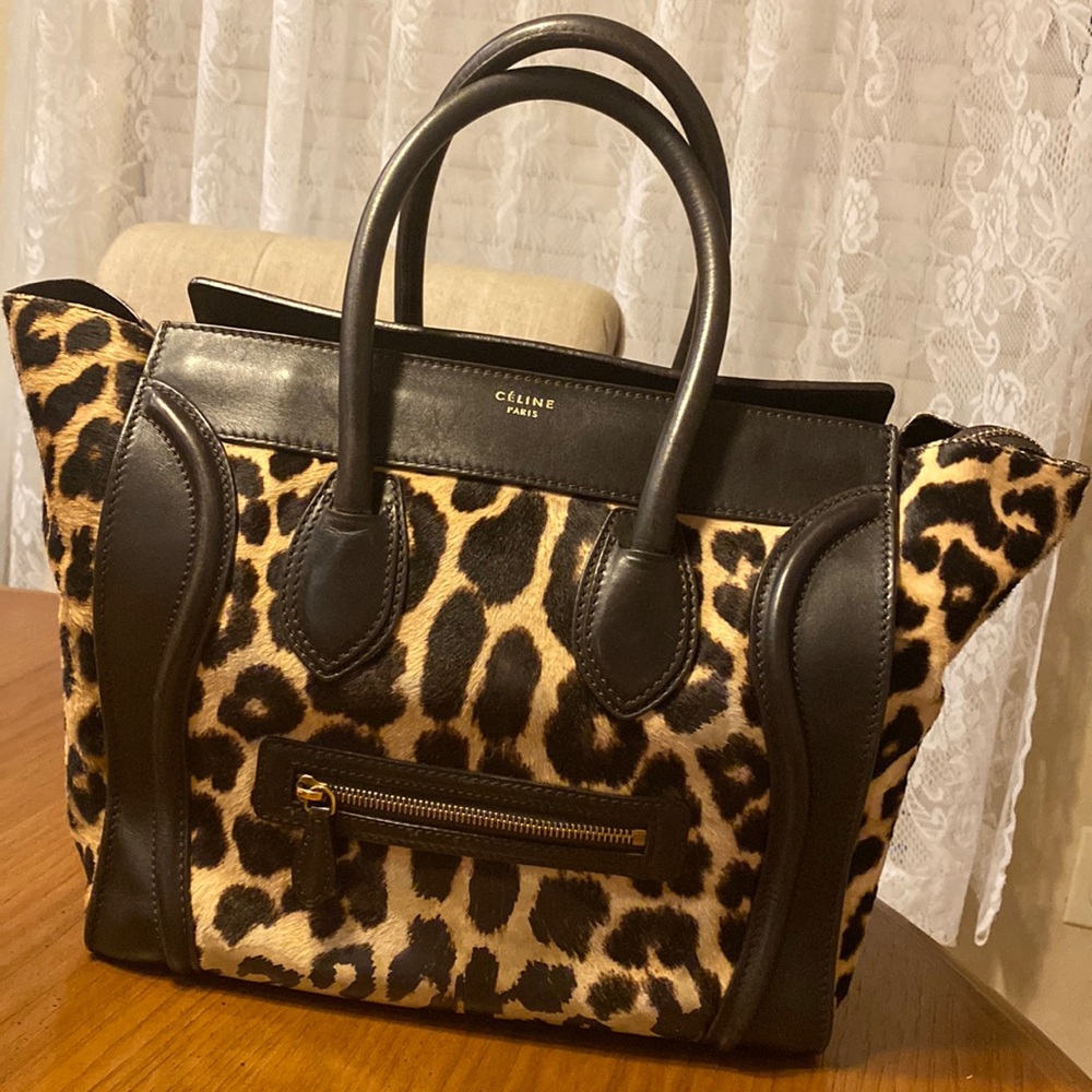 Celine Mini Leopard Luggage Tote